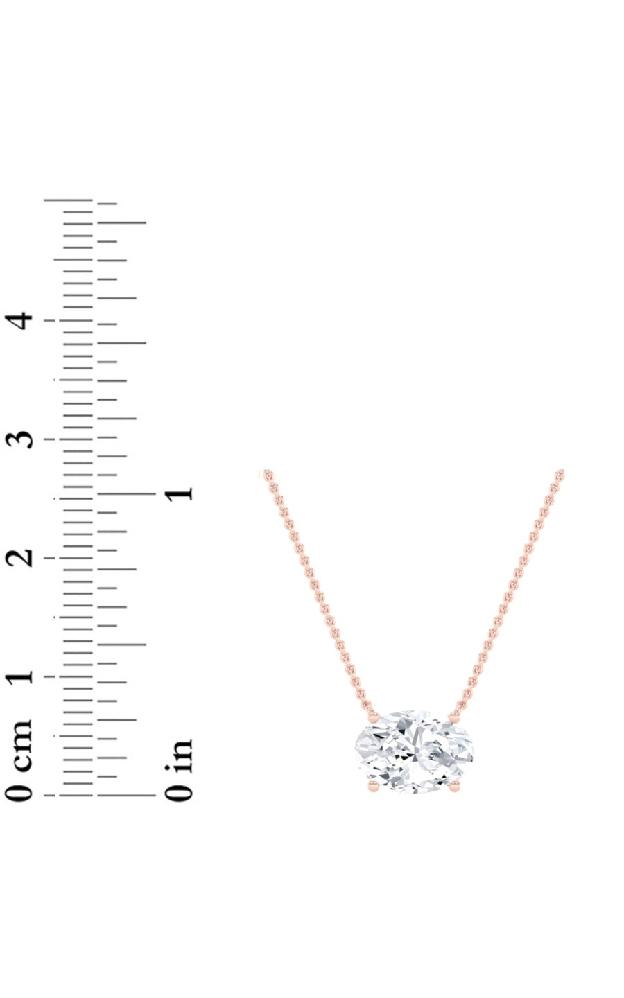 2Cttw Oval Shaped Lab Grown Diamond (F/VS) East West Solitaire Necklace in 14K Gold
