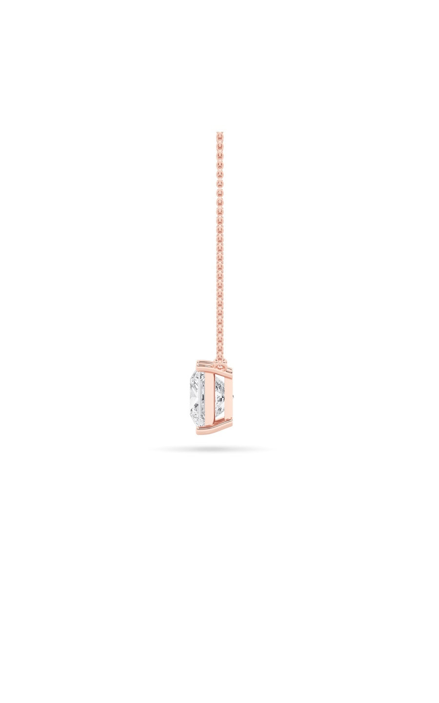 1Cttw Princess Shaped Lab Grown Diamond (F/VS) Solitaire Necklace in 14K Gold