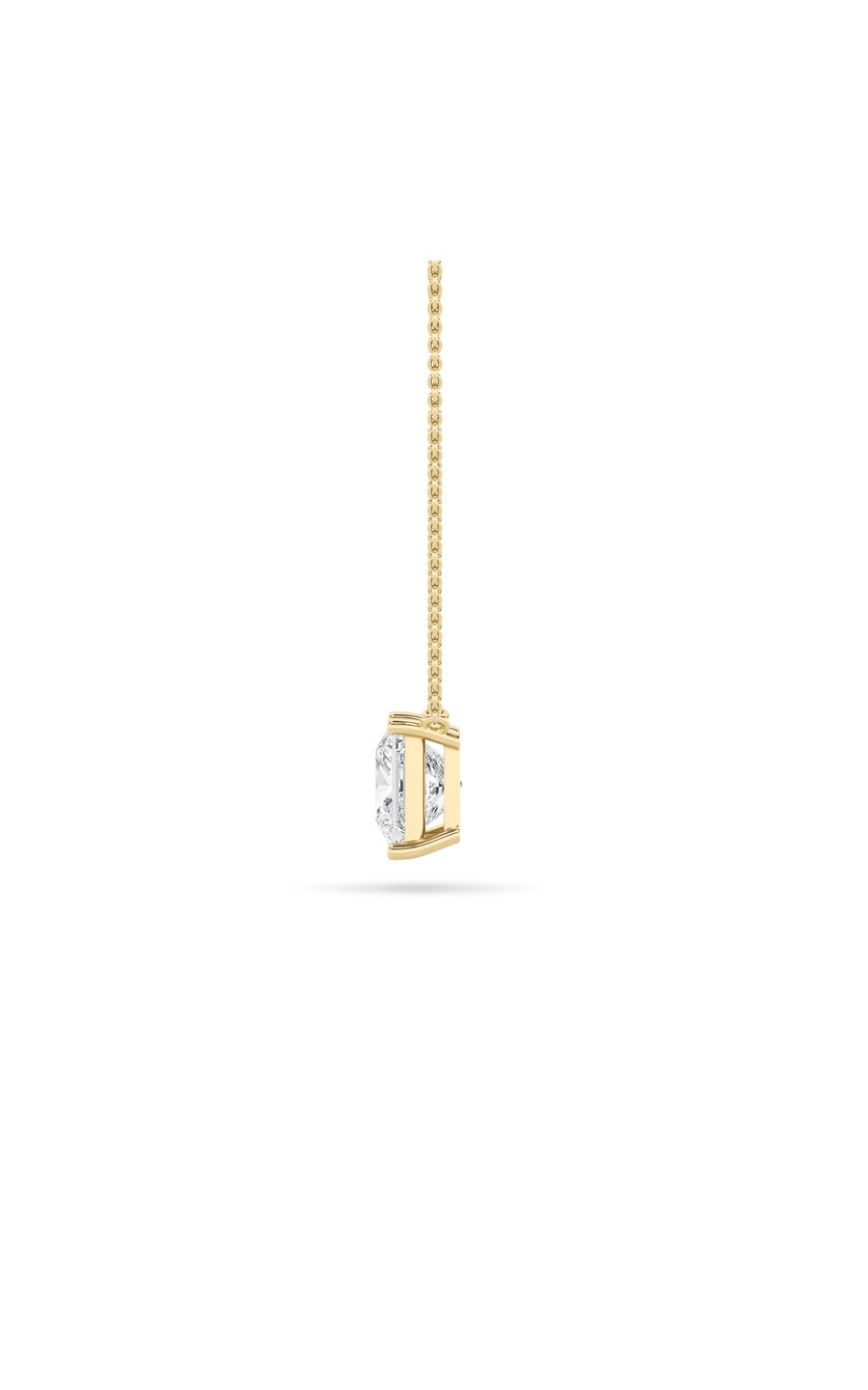 2Cttw Princess Shaped Lab Grown Diamond (F/VS) Solitaire Necklace in 14K Gold