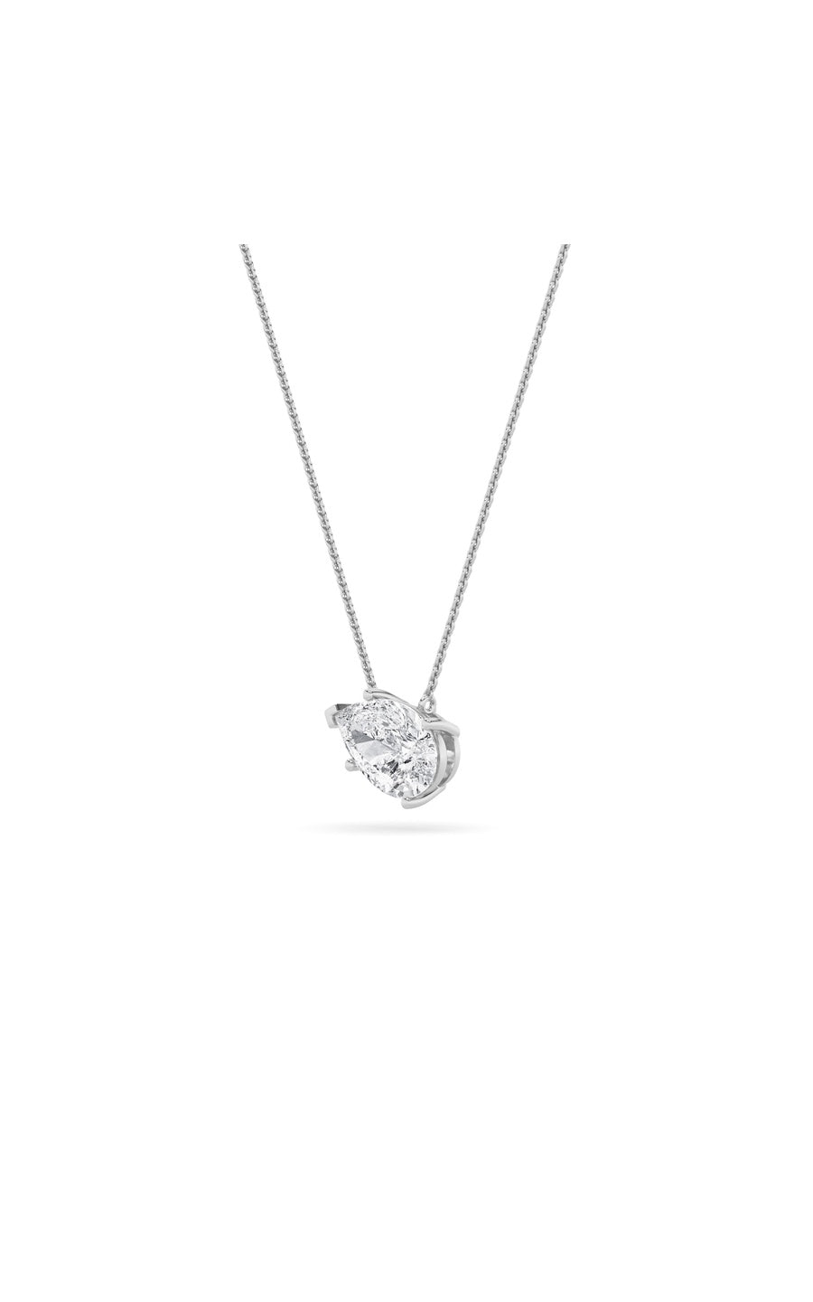 2Cttw Pear Shaped Lab Grown Diamond (F/VS) East West Solitaire Necklace in 14K Gold