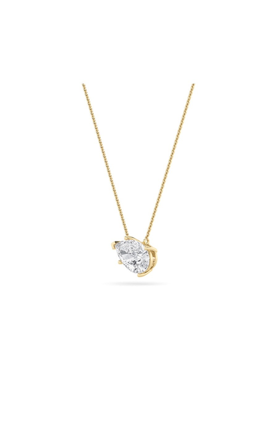 2Cttw Pear Shaped Lab Grown Diamond (F/VS) East West Solitaire Necklace in 14K Gold