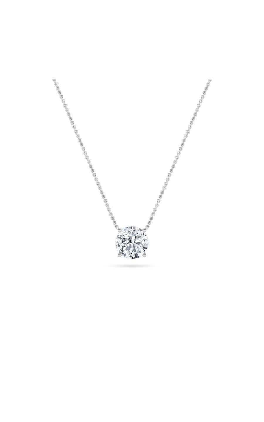 2Cttw Round Shaped Lab Grown Diamond (F/VS) Solitaire Necklace in 14K Gold