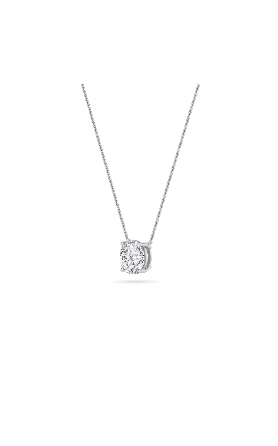 2Cttw Round Shaped Lab Grown Diamond (F/VS) Solitaire Necklace in 14K Gold