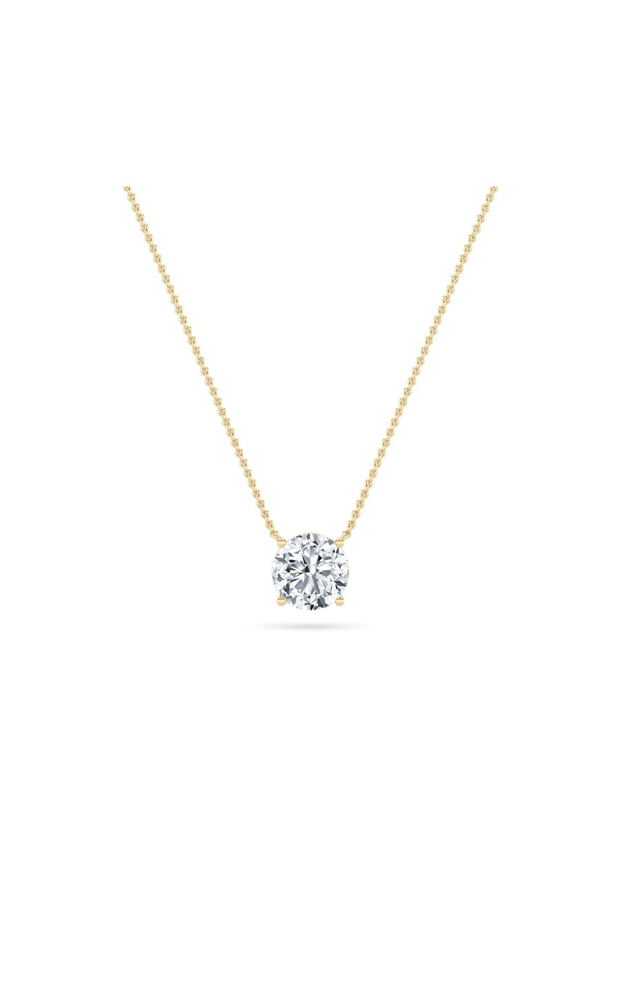 2Cttw Round Shaped Lab Grown Diamond (F/VS) Solitaire Necklace in 14K Gold