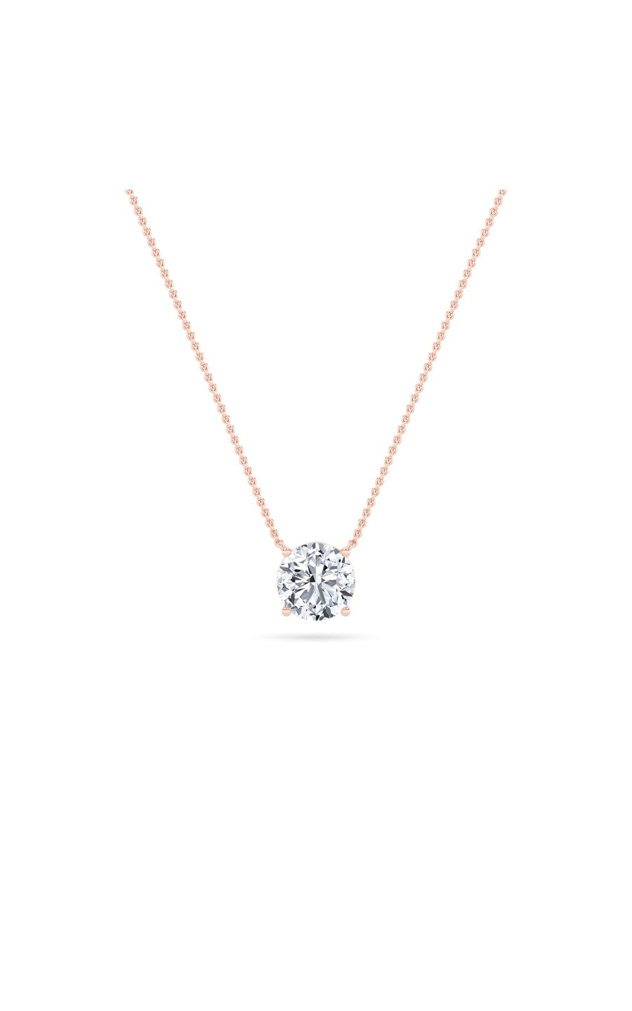 2Cttw Round Shaped Lab Grown Diamond (F/VS) Solitaire Necklace in 14K Gold