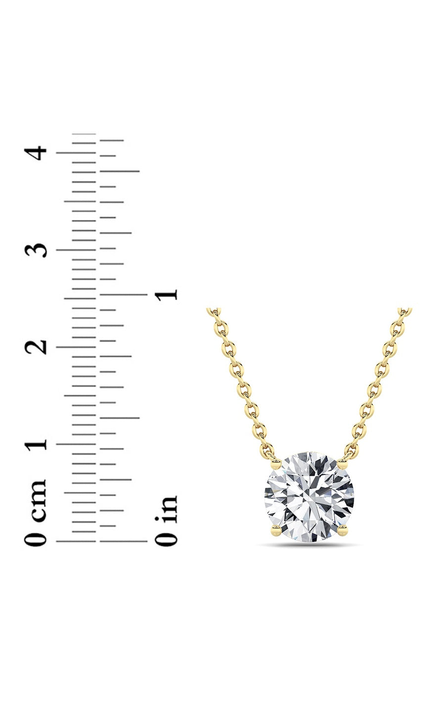 3Cttw Round Shaped Lab Grown Diamond (F/VS) Solitaire Necklace in 14K Gold