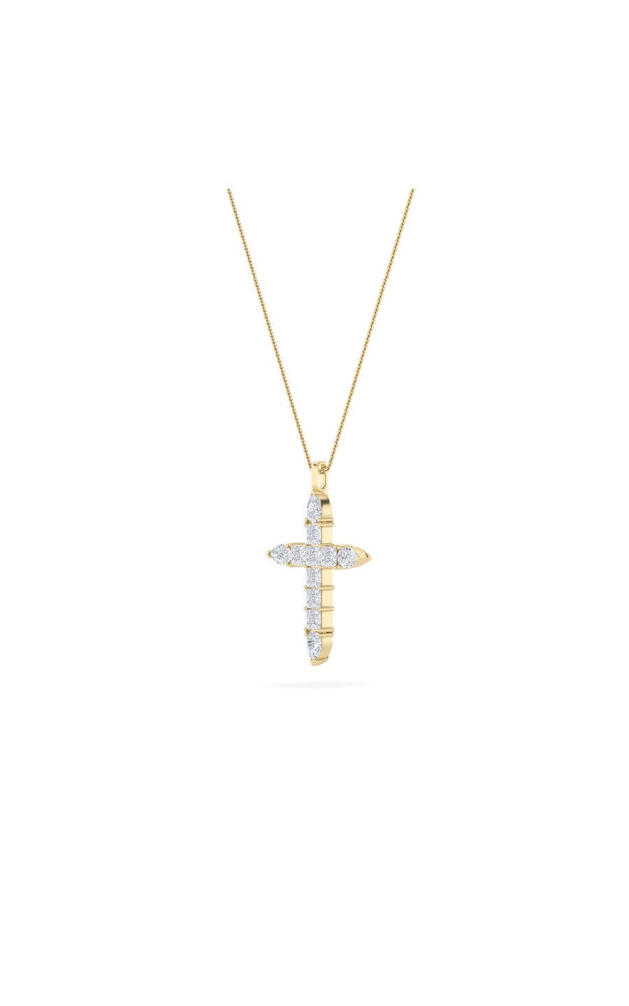 3.5Cttw Pear Shaped Lab Grown Diamond (F/VS) Cross Pendant in 14K White Gold