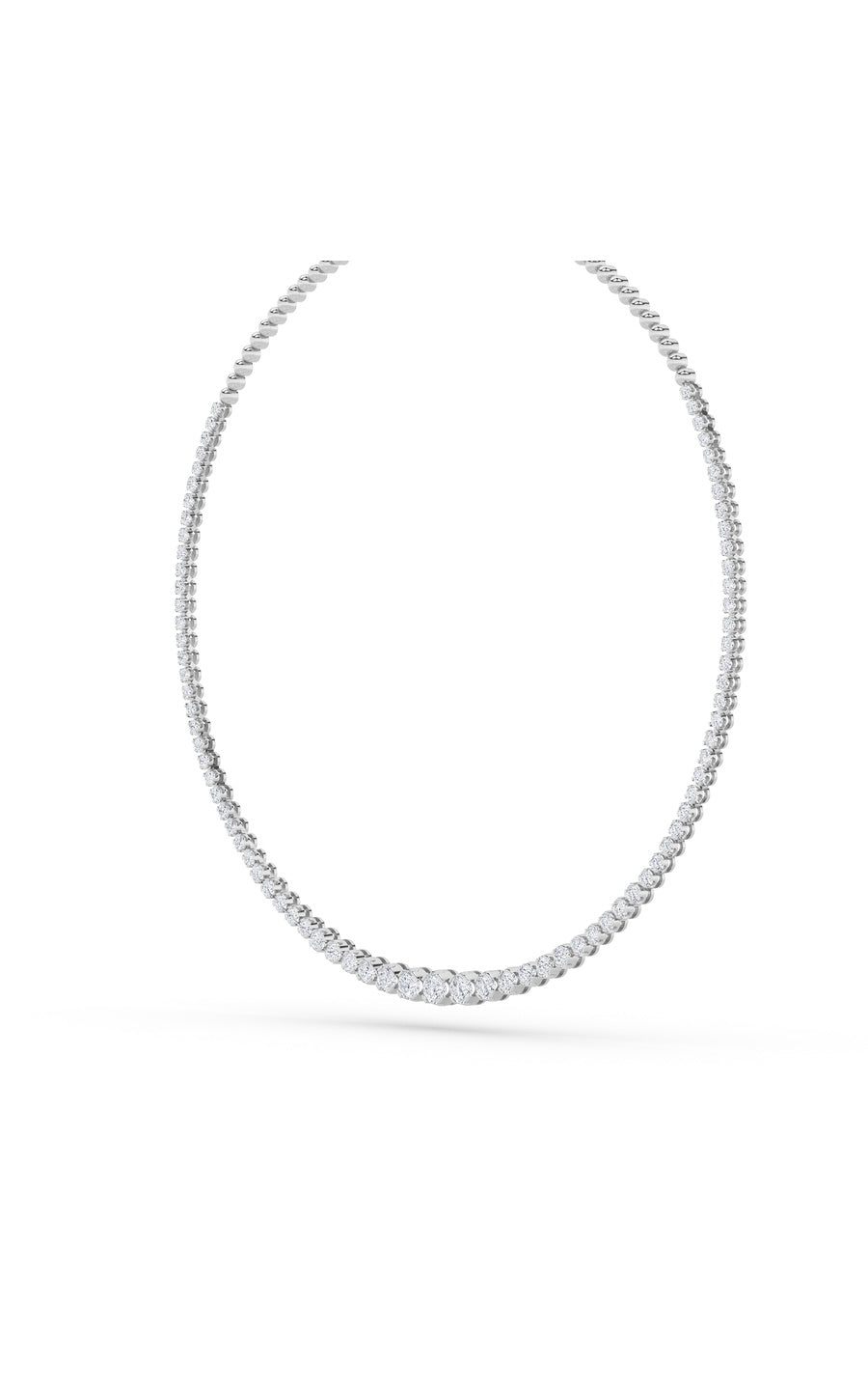 10CTW Round Shaped Lab Grown Diamond (F/VS) Graduating Half  Riviera Necklace in 14K Gold