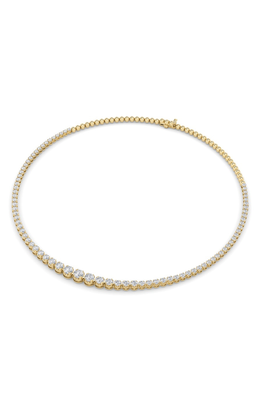 10Cttw Round Shaped Lab Grown Diamond (F/VS) Graduating Half  Riviera Necklace in 14K Gold