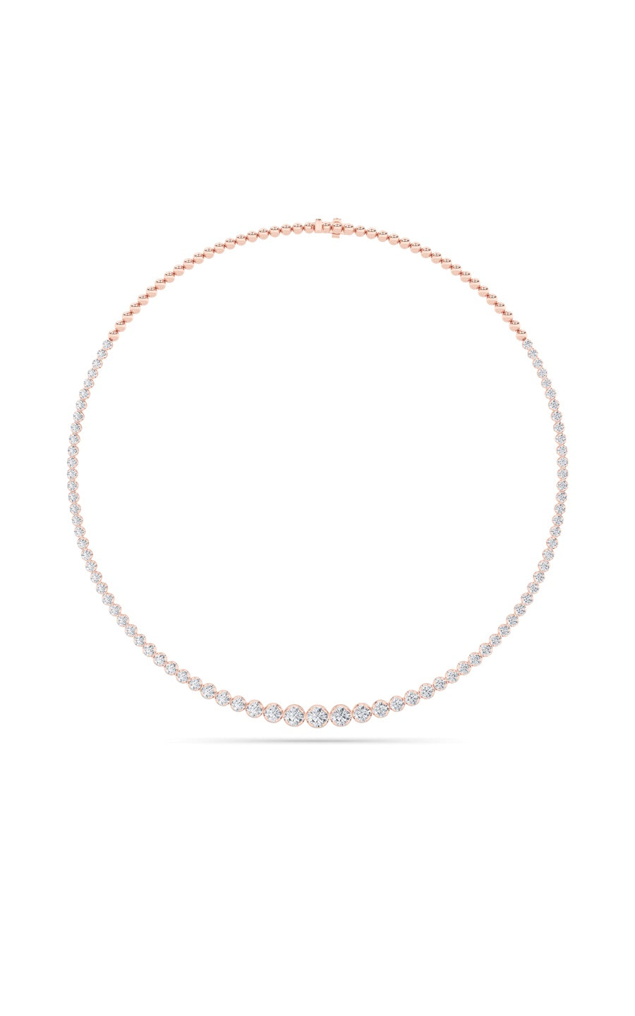 10Cttw Round Shaped Lab Grown Diamond (F/VS) Graduating Half  Riviera Necklace in 14K Gold