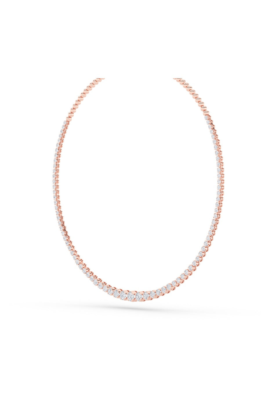 10Cttw Round Shaped Lab Grown Diamond (F/VS) Graduating Half  Riviera Necklace in 14K Gold
