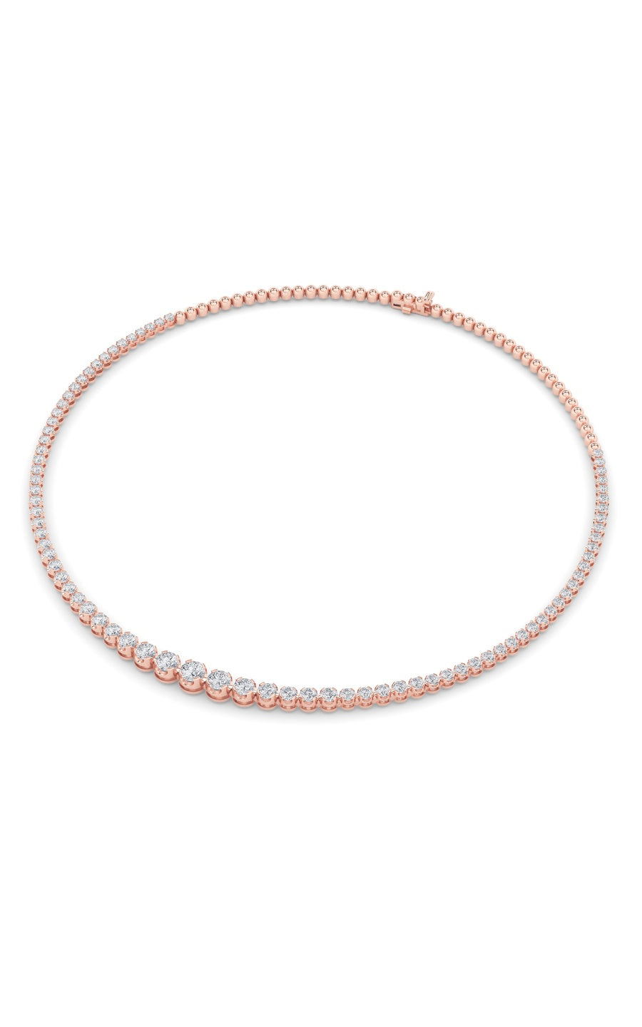 10Cttw Round Shaped Lab Grown Diamond (F/VS) Graduating Half  Riviera Necklace in 14K Gold