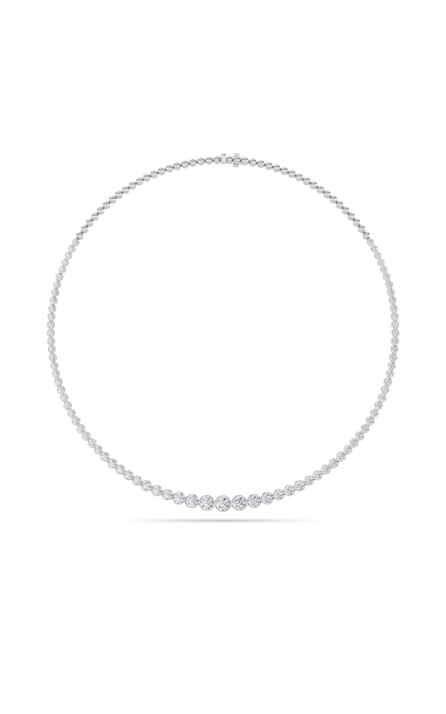 15Cttw Round Shaped Lab Grown Diamond (F/VS) Graduating Half Riviera Necklace in 14K Gold