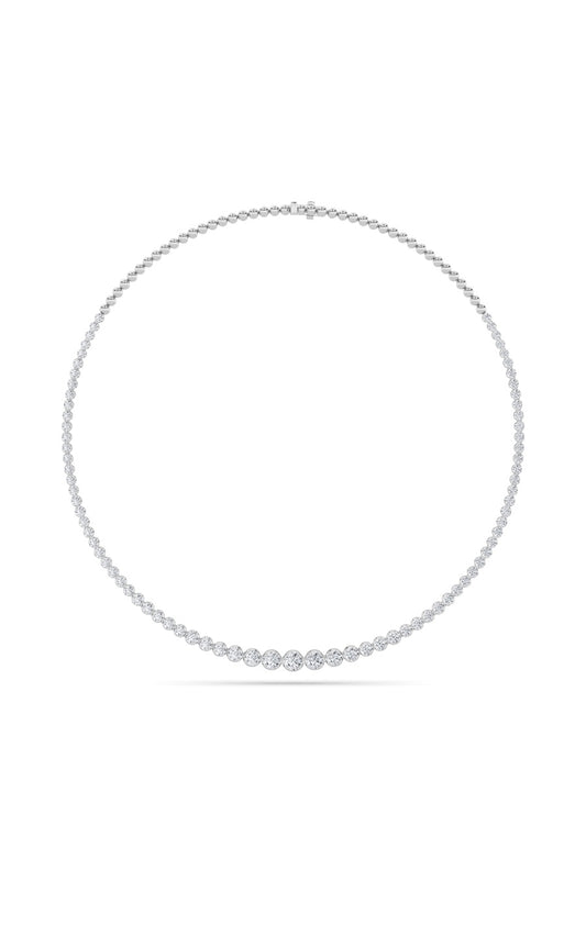 7Cttw Round Shaped Lab Grown Diamond (F/VS) Graduating Half  Riviera Necklace in 14K Gold