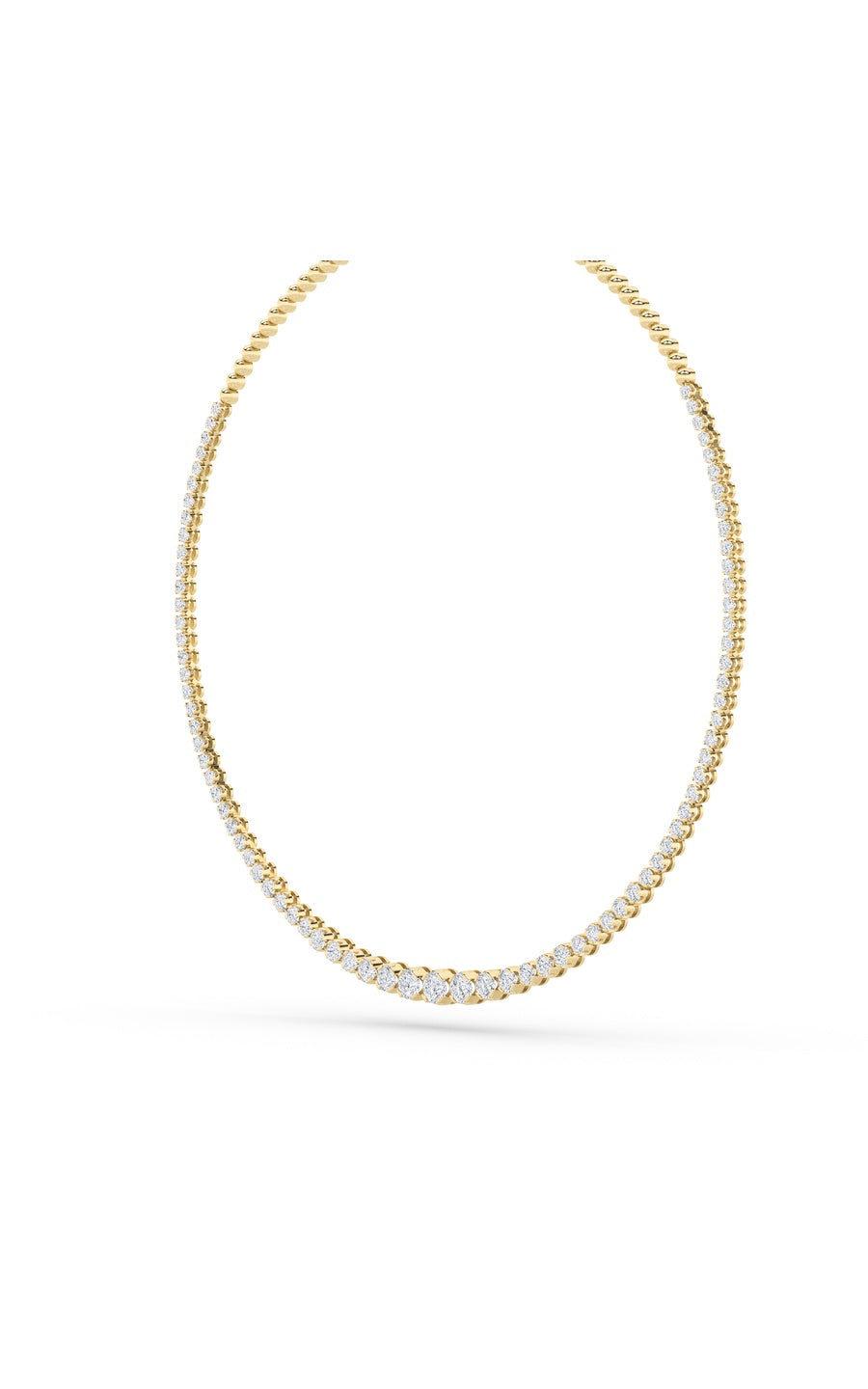 7Cttw Round Shaped Lab Grown Diamond (F/VS) Graduating Half  Riviera Necklace in 14K Gold