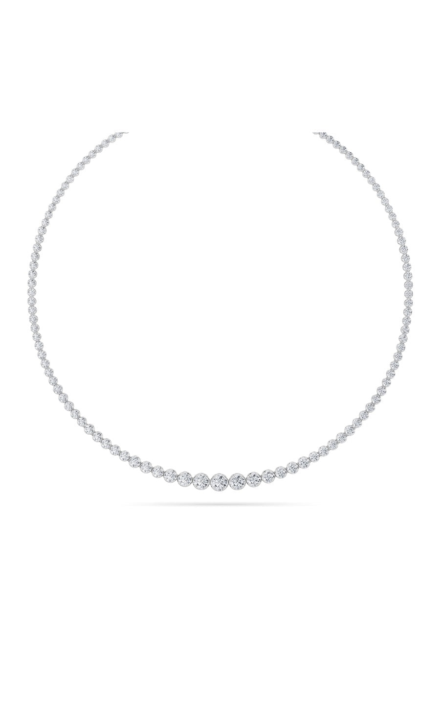 15Cttw Round Shaped Lab Grown Diamond (F/VS) Graduating Full Riviera Necklace in 14K Gold