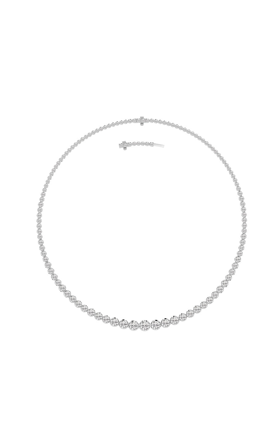 15Cttw Round Shaped Lab Grown Diamond (F/VS) Graduating Full Riviera Necklace in 14K Gold