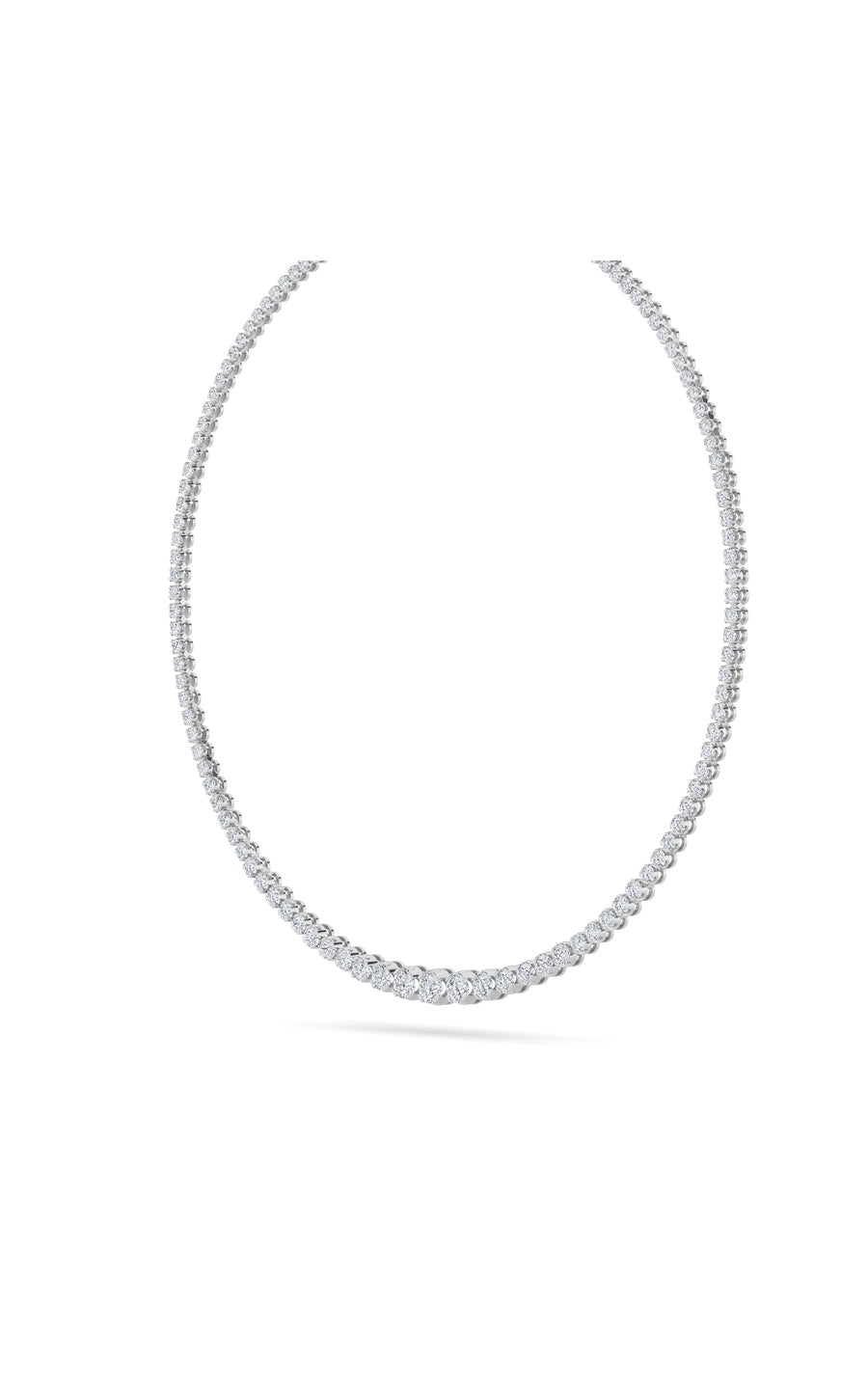 15Cttw Round Shaped Lab Grown Diamond (F/VS) Graduating Full Riviera Necklace in 14K Gold
