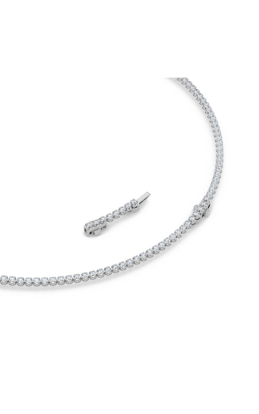 15Cttw Round Shaped Lab Grown Diamond (F/VS) Graduating Full Riviera Necklace in 14K Gold