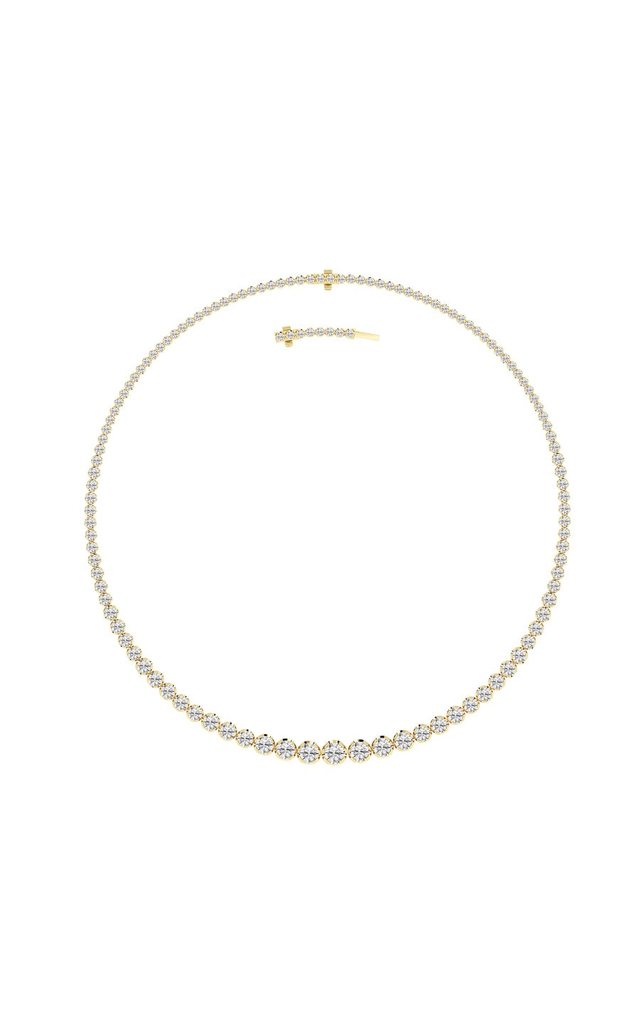 15Cttw Round Shaped Lab Grown Diamond (F/VS) Graduating Full Riviera Necklace in 14K Gold