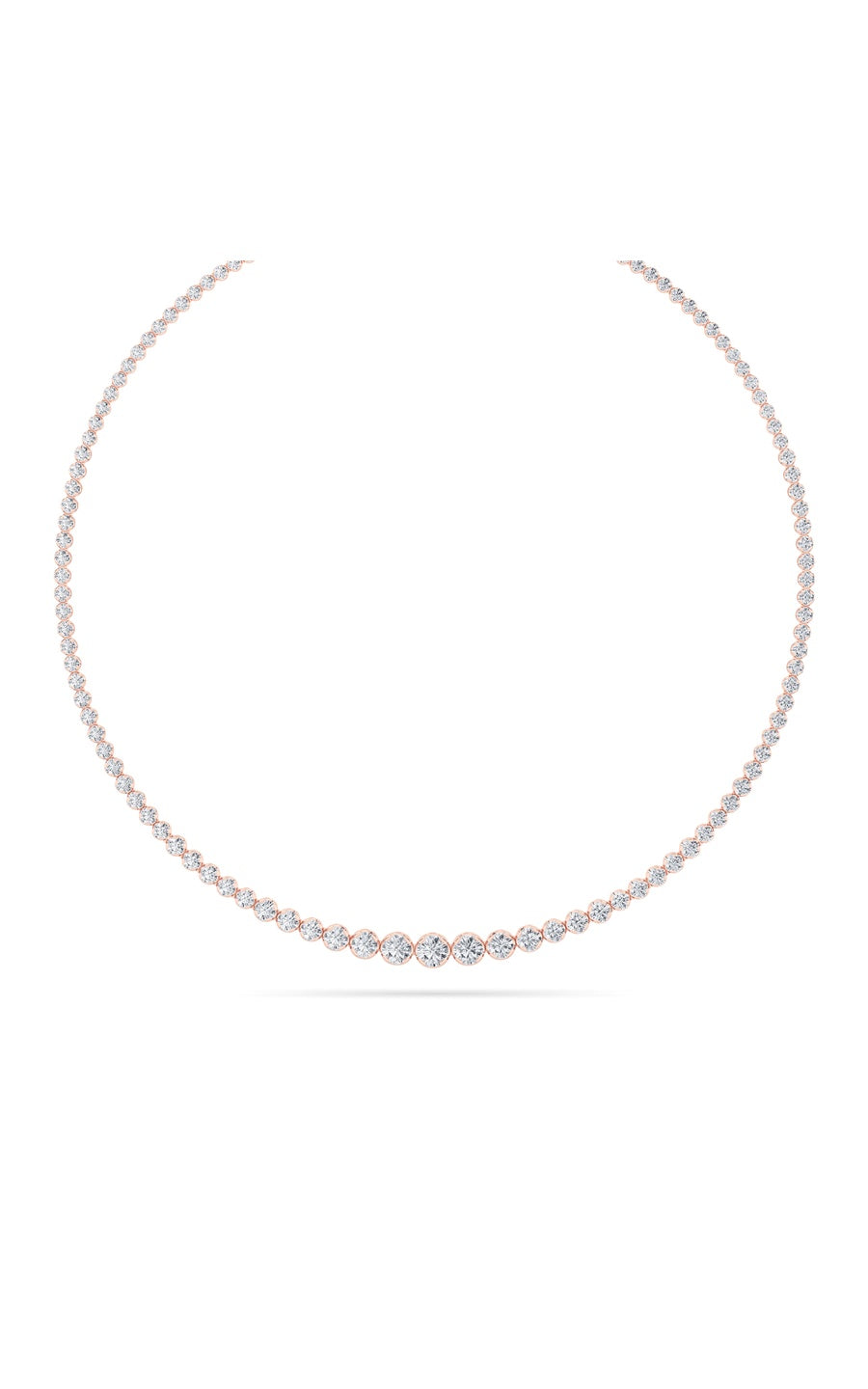 15Cttw Round Shaped Lab Grown Diamond (F/VS) Graduating Full Riviera Necklace in 14K Gold
