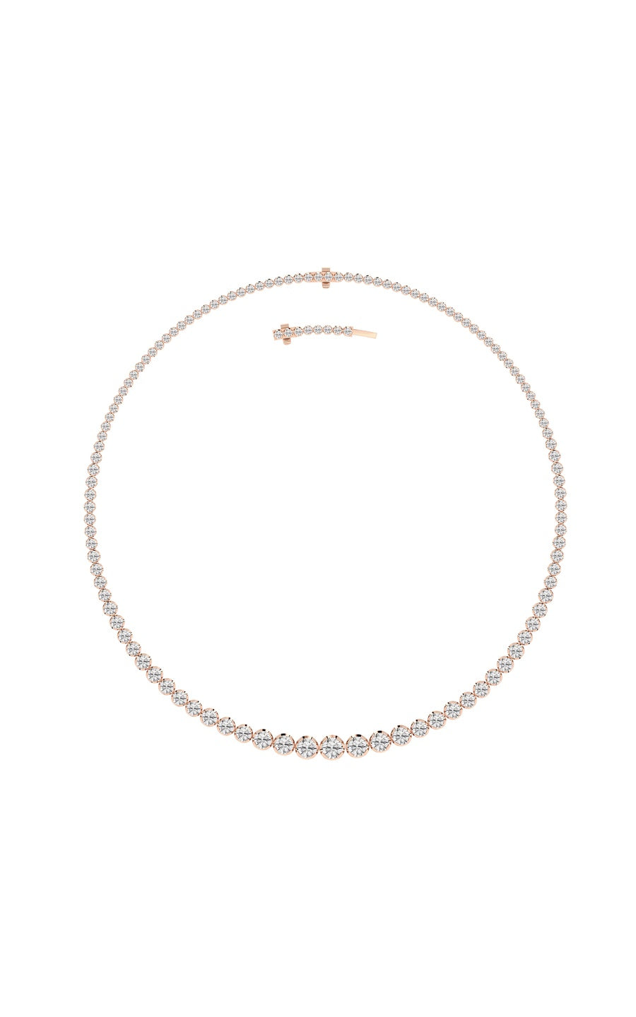 15Cttw Round Shaped Lab Grown Diamond (F/VS) Graduating Full Riviera Necklace in 14K Gold