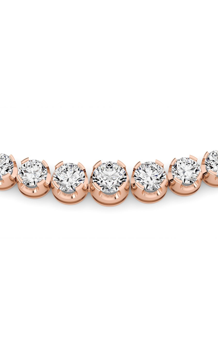 15Cttw Round Shaped Lab Grown Diamond (F/VS) Graduating Full Riviera Necklace in 14K Gold