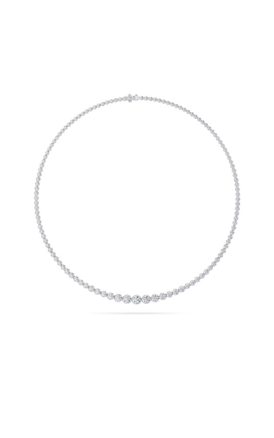 7Cttw Round Shaped Lab Grown Diamond (F/VS) Graduating Half Riviera Necklace in 14K Gold