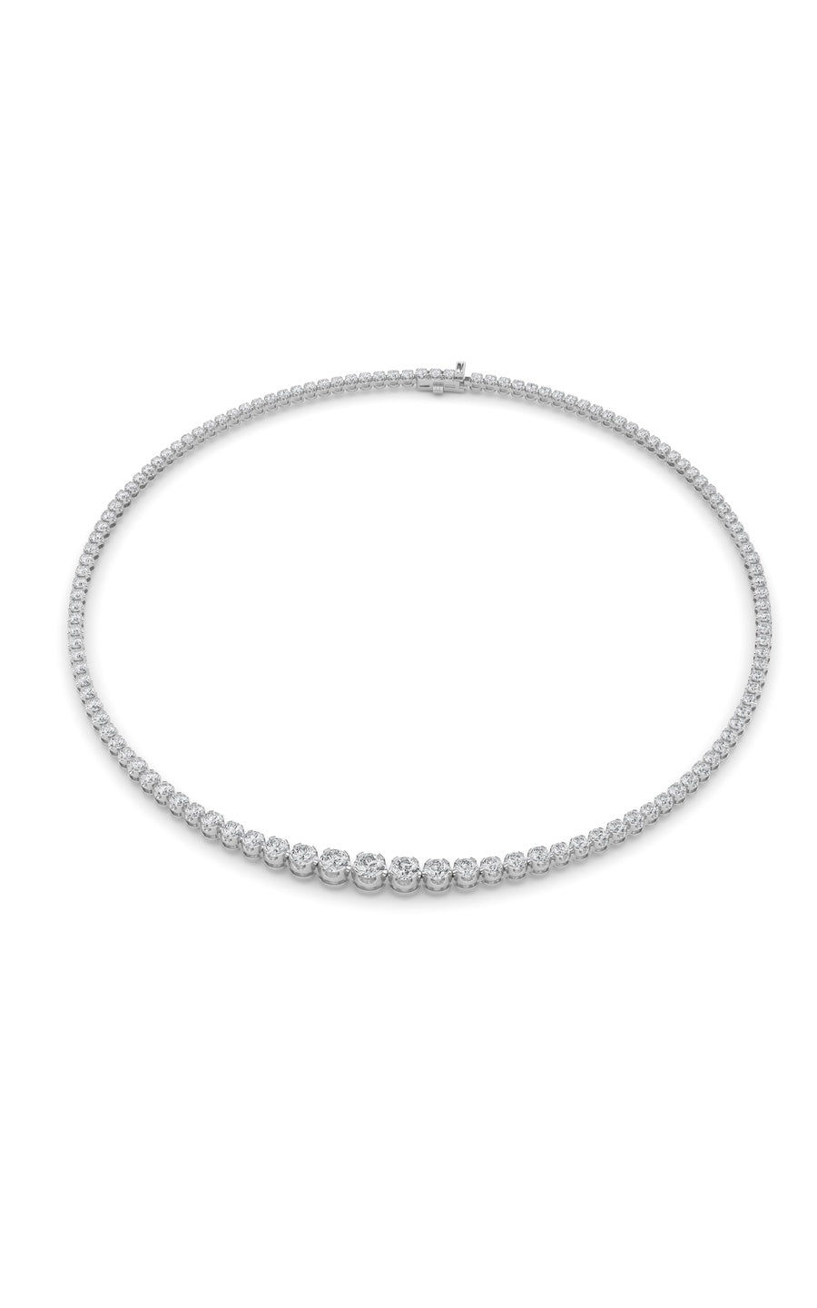 7Cttw Round Shaped Lab Grown Diamond (F/VS) Graduating Half Riviera Necklace in 14K Gold
