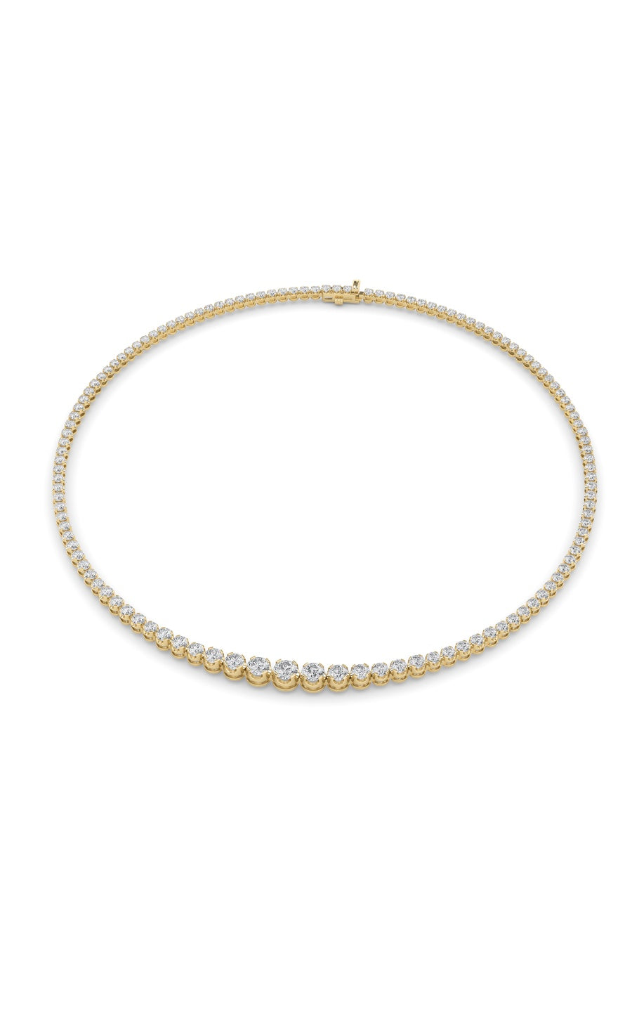 7Cttw Round Shaped Lab Grown Diamond (F/VS) Graduating Half Riviera Necklace in 14K Gold
