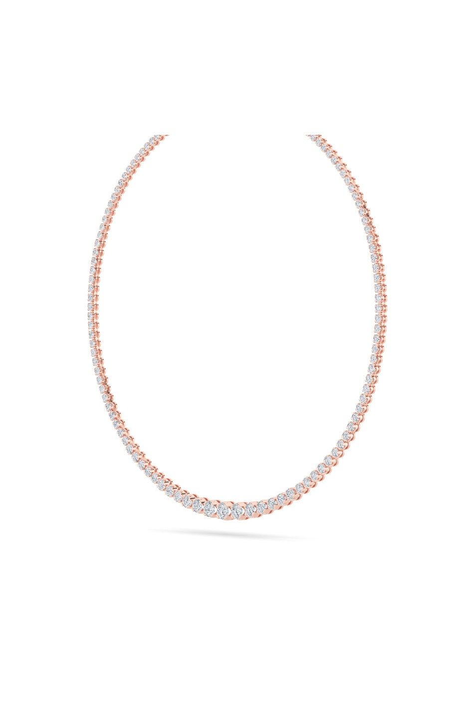 7Cttw Round Shaped Lab Grown Diamond (F/VS) Graduating Half Riviera Necklace in 14K Gold