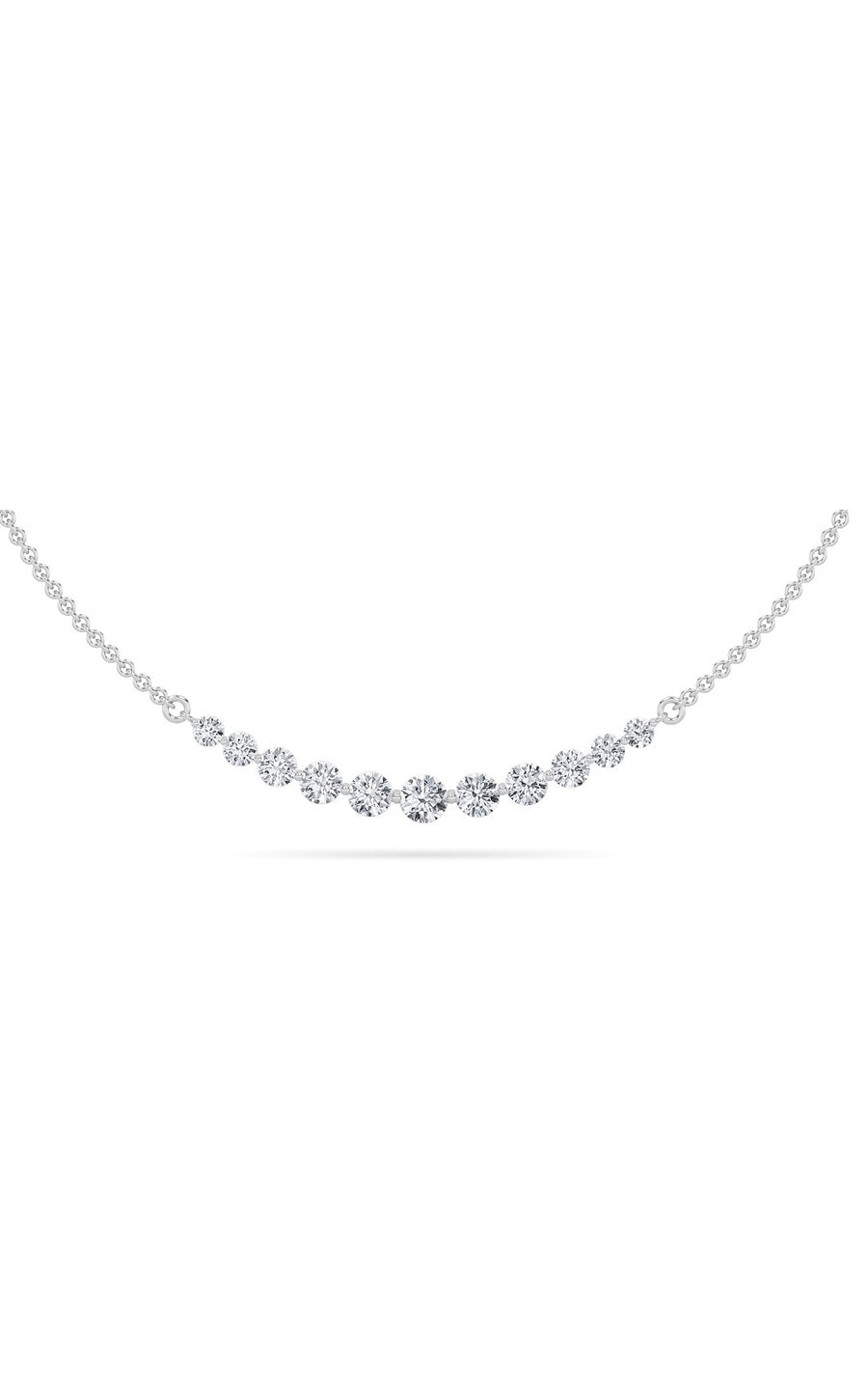3Cttw Round Shaped Lab Grown Diamond (F/VS) Graduating half    Necklace in 14K Gold
