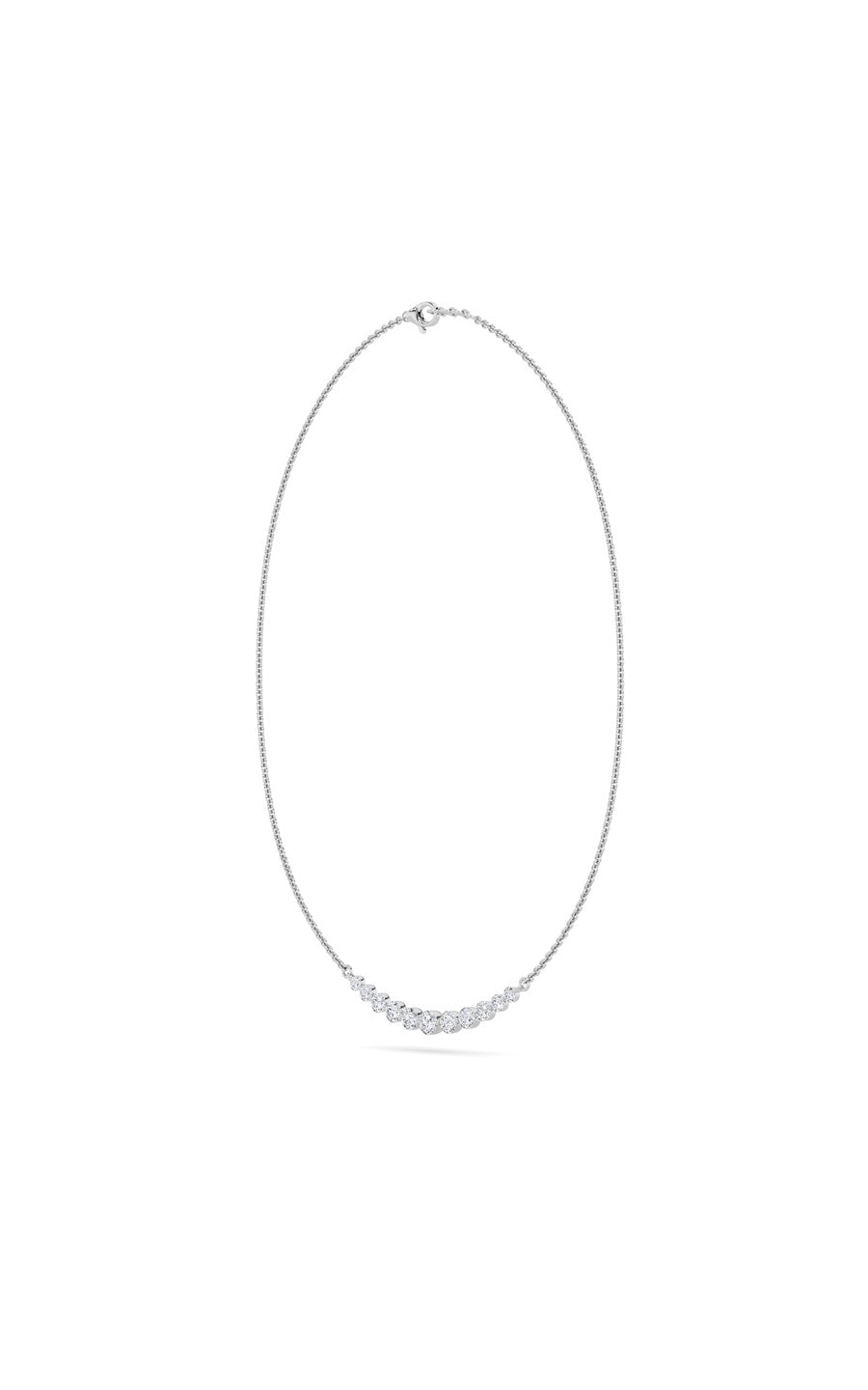 3Cttw Round Shaped Lab Grown Diamond (F/VS) Graduating half    Necklace in 14K Gold
