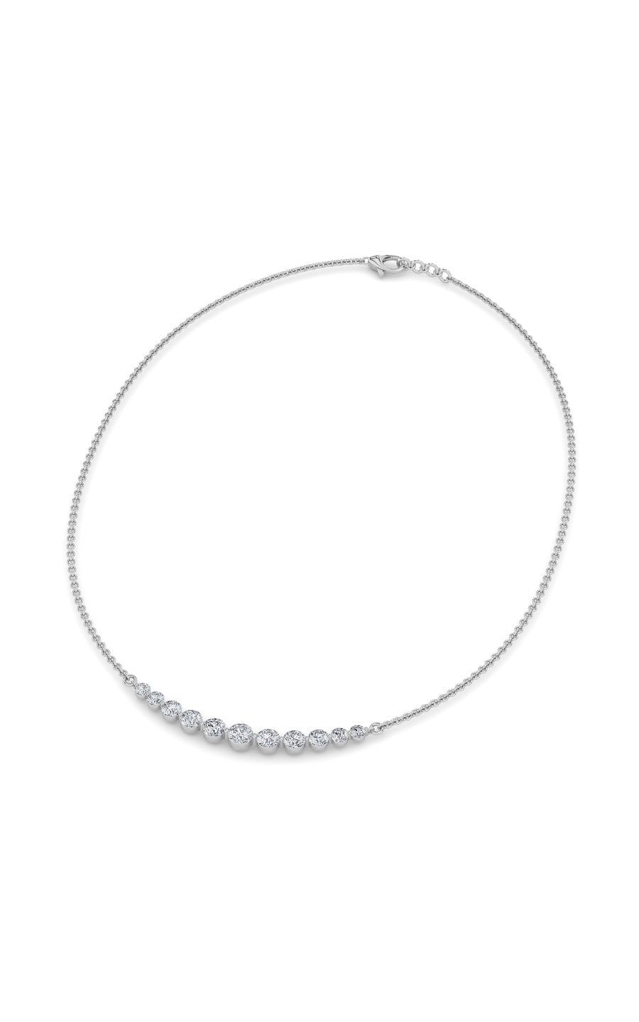 3Cttw Round Shaped Lab Grown Diamond (F/VS) Graduating half    Necklace in 14K Gold