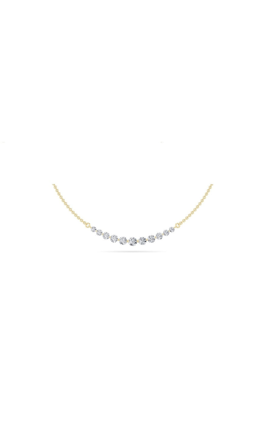 3CTW Round Shaped Lab Grown Diamond (F/VS) Graduating half    Necklace in 14K Gold