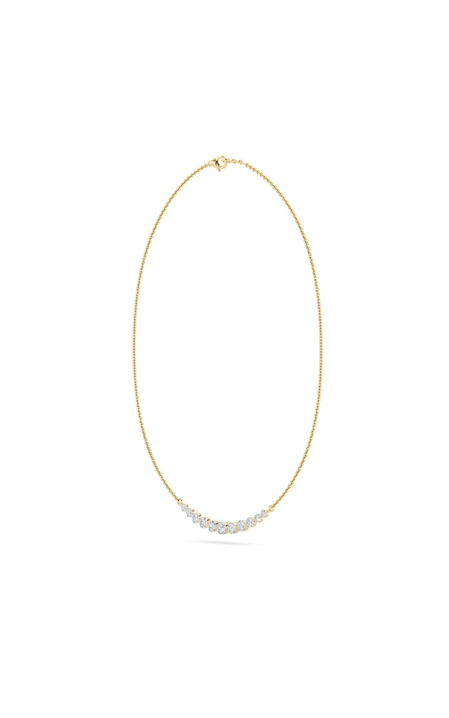 3Cttw Round Shaped Lab Grown Diamond (F/VS) Graduating half    Necklace in 14K Gold