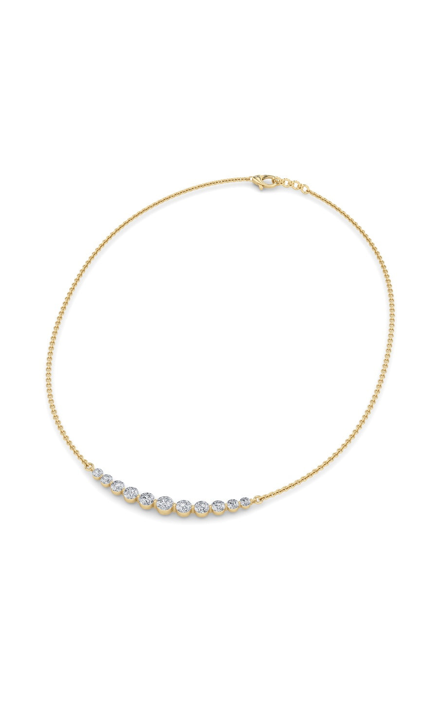 3CTW Round Shaped Lab Grown Diamond (F/VS) Graduating half    Necklace in 14K Gold