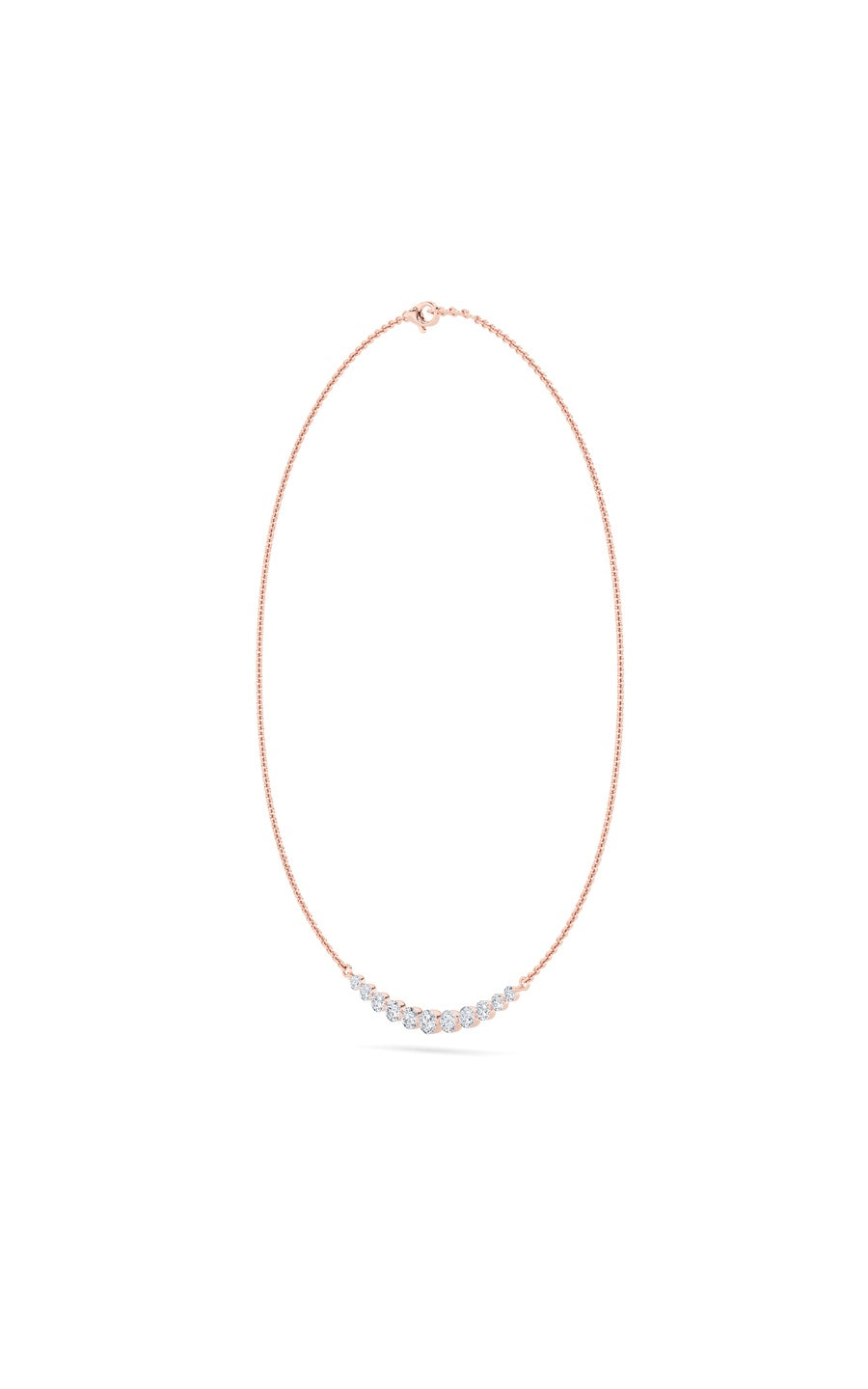 3Cttw Round Shaped Lab Grown Diamond (F/VS) Graduating half    Necklace in 14K Gold