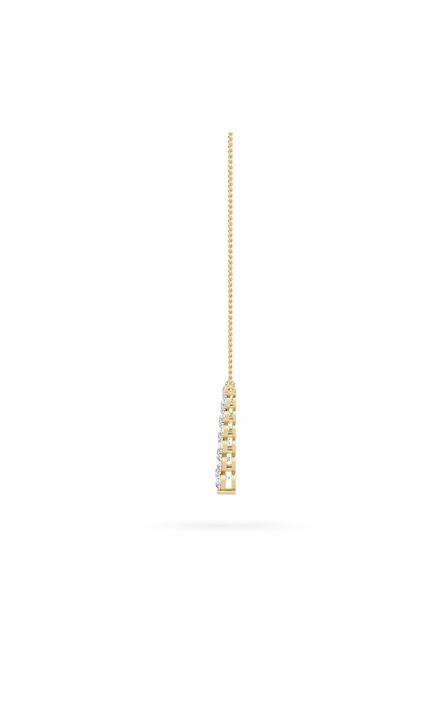 5Cttw Round Shaped Lab Grown Diamond (F/VS) Graduating V Necklace in 14K Gold