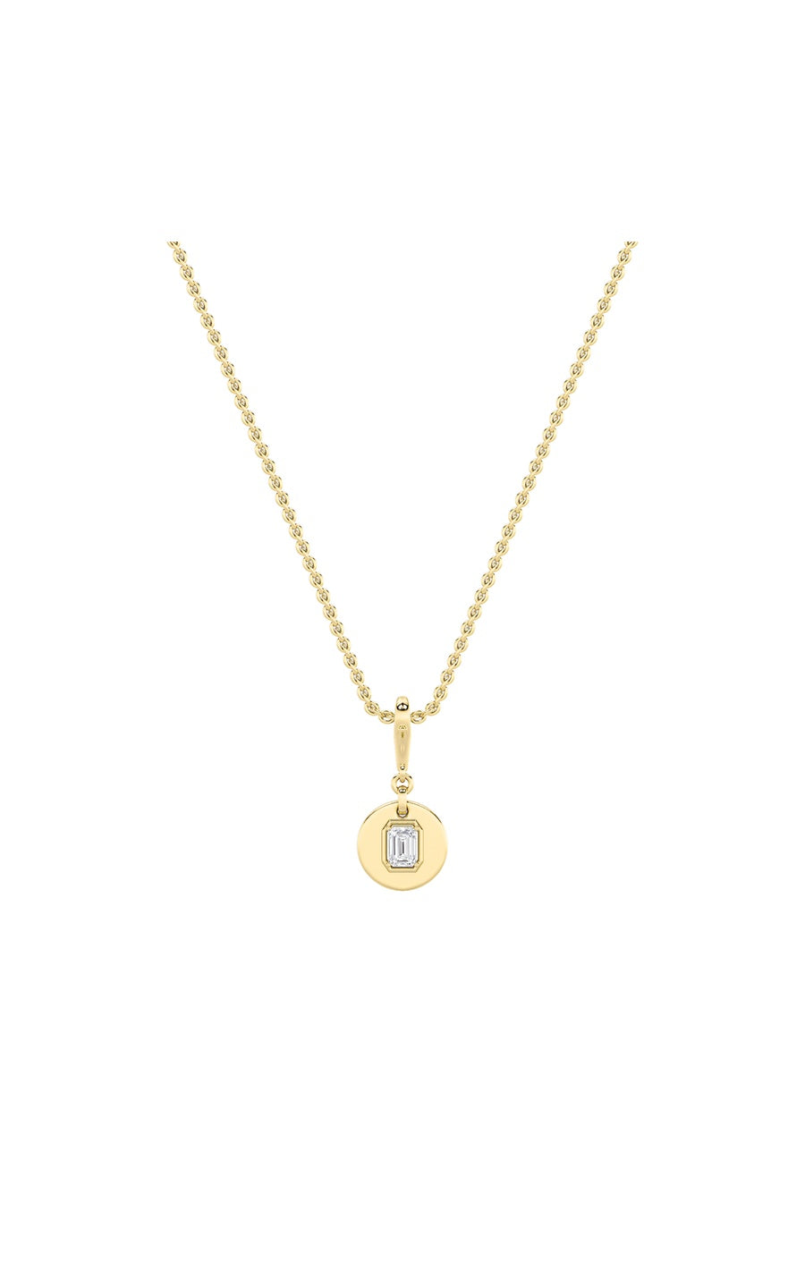 1Cttw Emerald Shaped Lab Grown Diamond (F/VS) DogTag Pendant in 14K Gold
