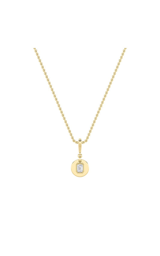 1Cttw Emerald Shaped Lab Grown Diamond (F/VS) DogTag Pendant in 14K Gold