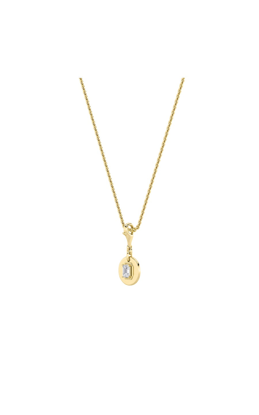 1Cttw Emerald Shaped Lab Grown Diamond (F/VS) DogTag Pendant in 14K Gold