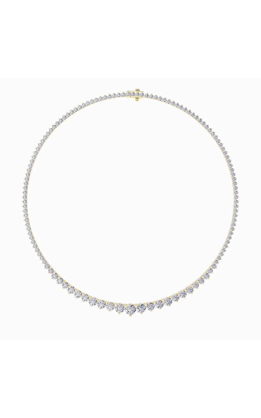 10Cttw Round Shaped Lab Grown Diamond (F/VS) ThreeProng Graduating Necklace in 14K Gold