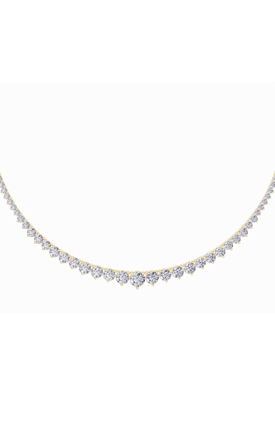 15Cttw Round Shaped Lab Grown Diamond (F/VS) ThreeProng Graduating Necklace in 14K Gold
