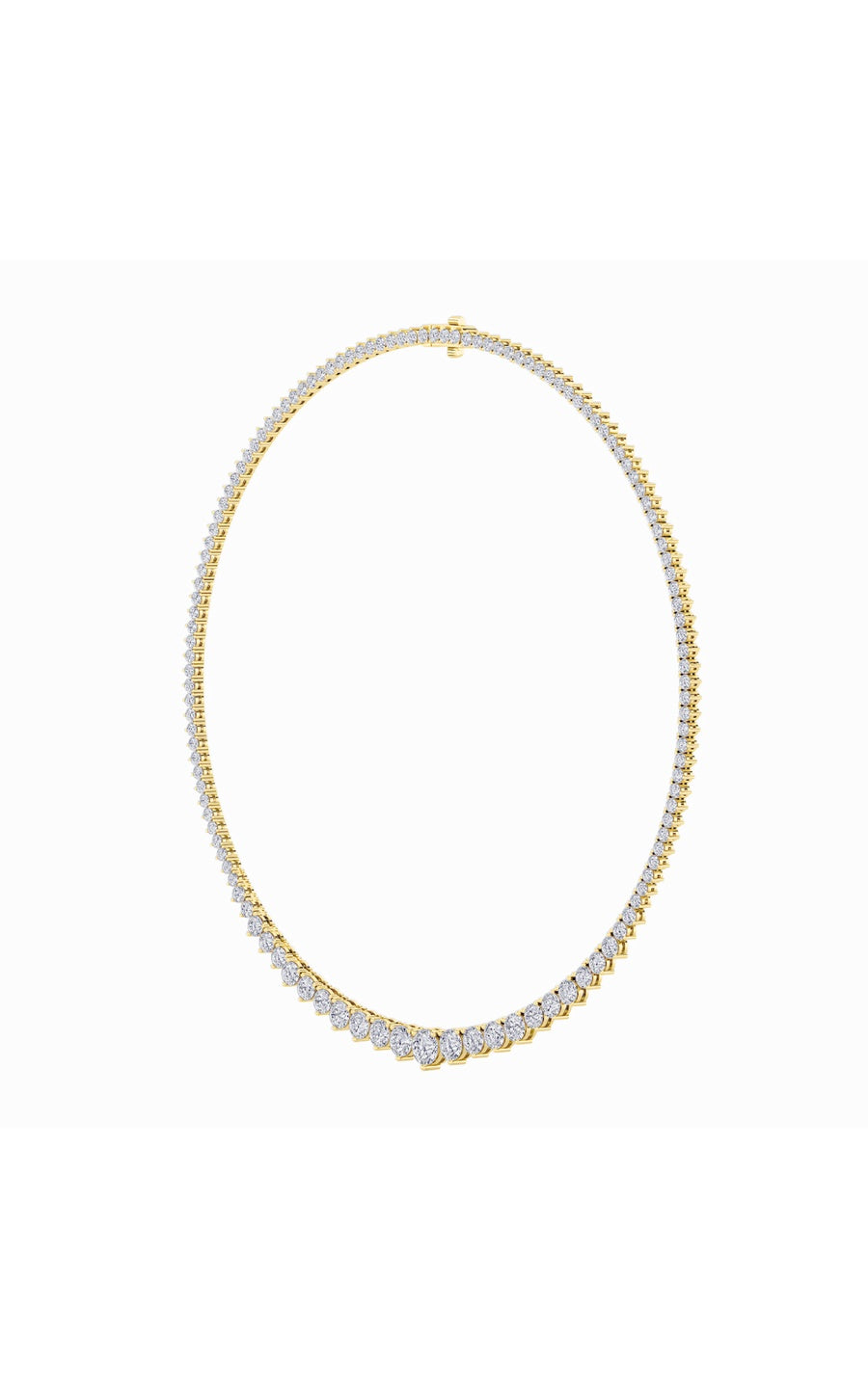 15Cttw Round Shaped Lab Grown Diamond (F/VS) ThreeProng Graduating Necklace in 14K Gold