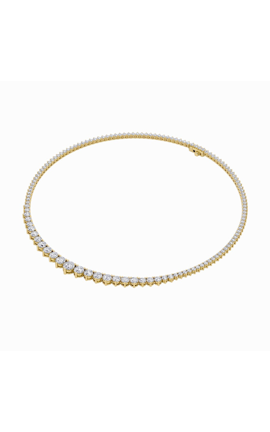 15Cttw Round Shaped Lab Grown Diamond (F/VS) ThreeProng Graduating Necklace in 14K Gold