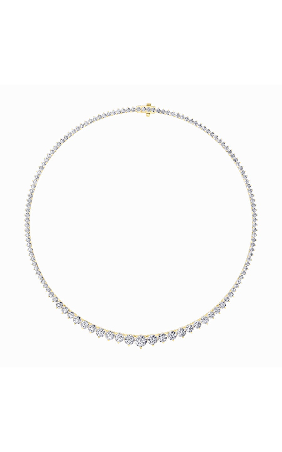 15Cttw Round Shaped Lab Grown Diamond (F/VS) ThreeProng Graduating Necklace in 14K Gold