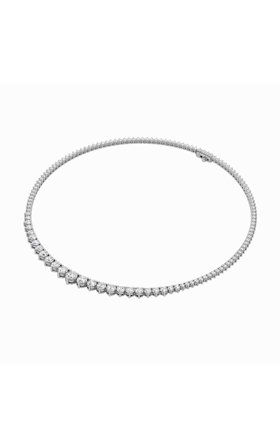 20CTW Round Shaped Lab Grown Diamond (F/VS) Three Prong Graduating Necklace in 14K Gold