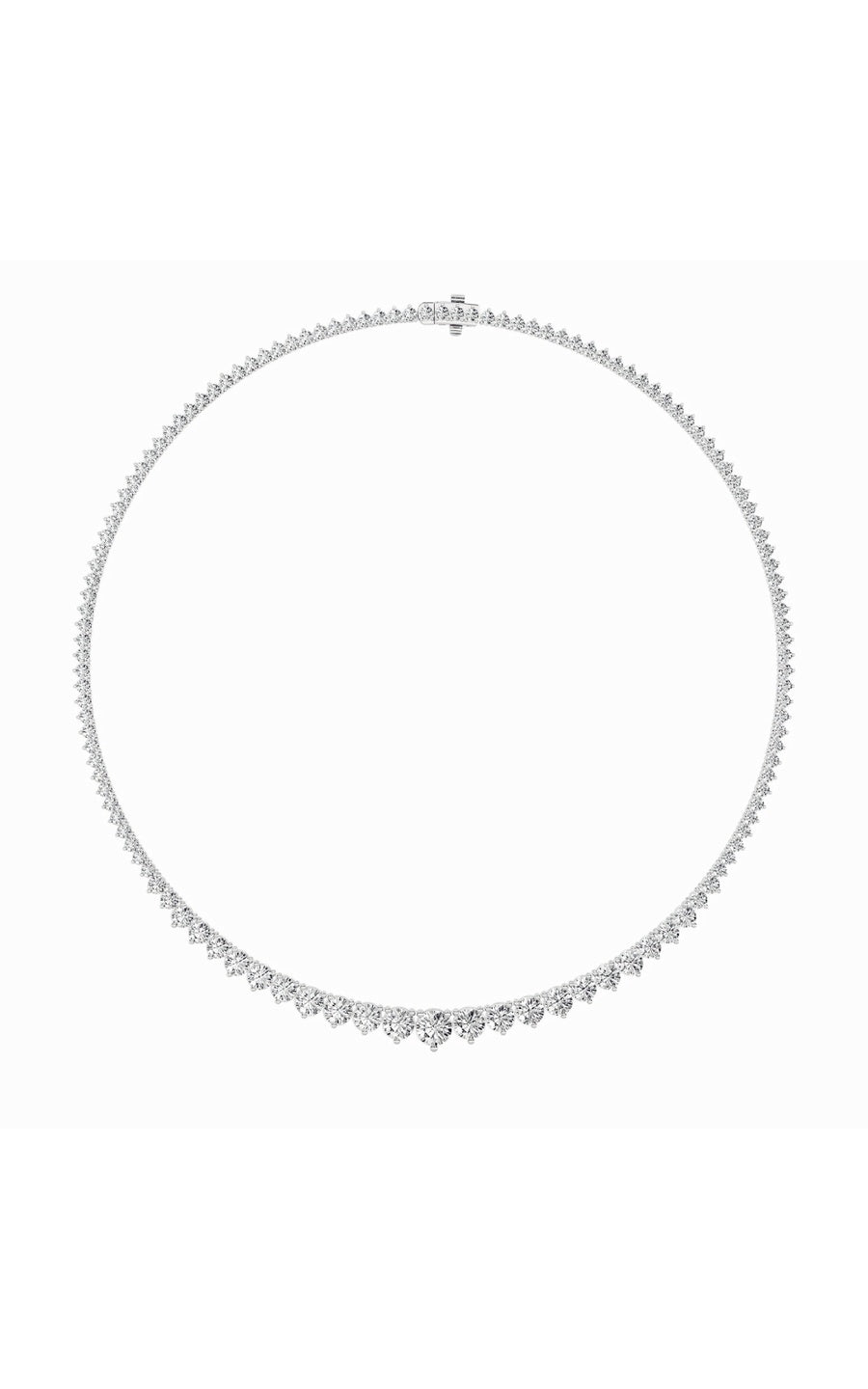 20Cttw Round Shaped Lab Grown Diamond (F/VS) ThreeProng Graduating Necklace in 14K Gold