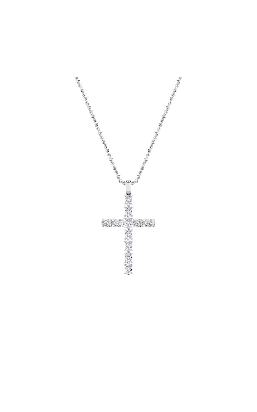 2Cttw Oval Shaped Lab Grown Diamond (F/VS) Cross Pendant in 14K Gold